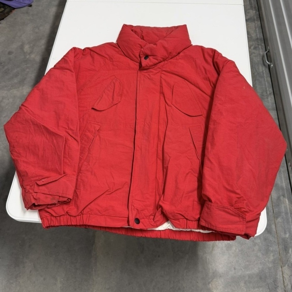Vintage nautica Red Puffer Jacket Mens Large Insulated Nylon Quilted Winter Coat